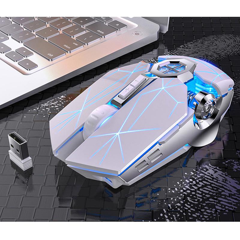 Chuột Chơi Game Không Dây Pin Sạc 2.4G Im Lặng 1600DPI Thiết RGB LED Backlit USB Thu Chuột Game Thủ Cho Máy Tính/Laptop