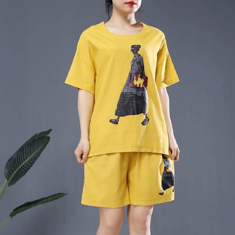 Sét bộ thể thao mùa hè nữ, áo thun nữ