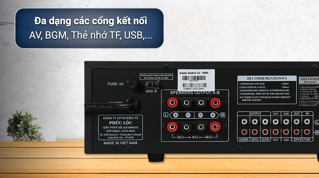 Amply Karaoke Bluetooth Công Suất Lớn 800W Zenbos LX-6800, 12 Sò Đại (Hàng Chính Hãng)