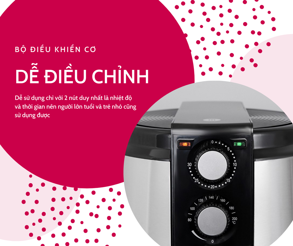 Nồi chiên không dầu vỏ kim loại Mishio MK220 5L - Hàng chính hãng