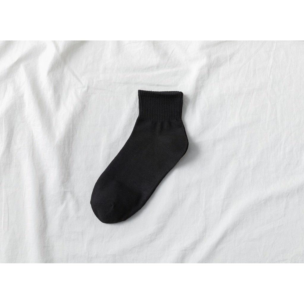Tất Cổ Lỡ Nam Nữ Vớ Trơn Nam Nữ Màu Đen Trắng Phong Cách Basic, Tất Trơn Nữ Nam Cotton Cao Cấp Camcamvintage