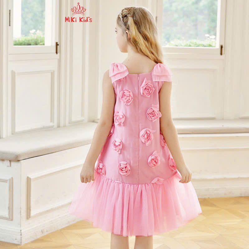Đầm váy babydoll hai dây hoa mùa hè cho bé gái đi chơi đi học mát từ 12-35kg chất voan mềm mại