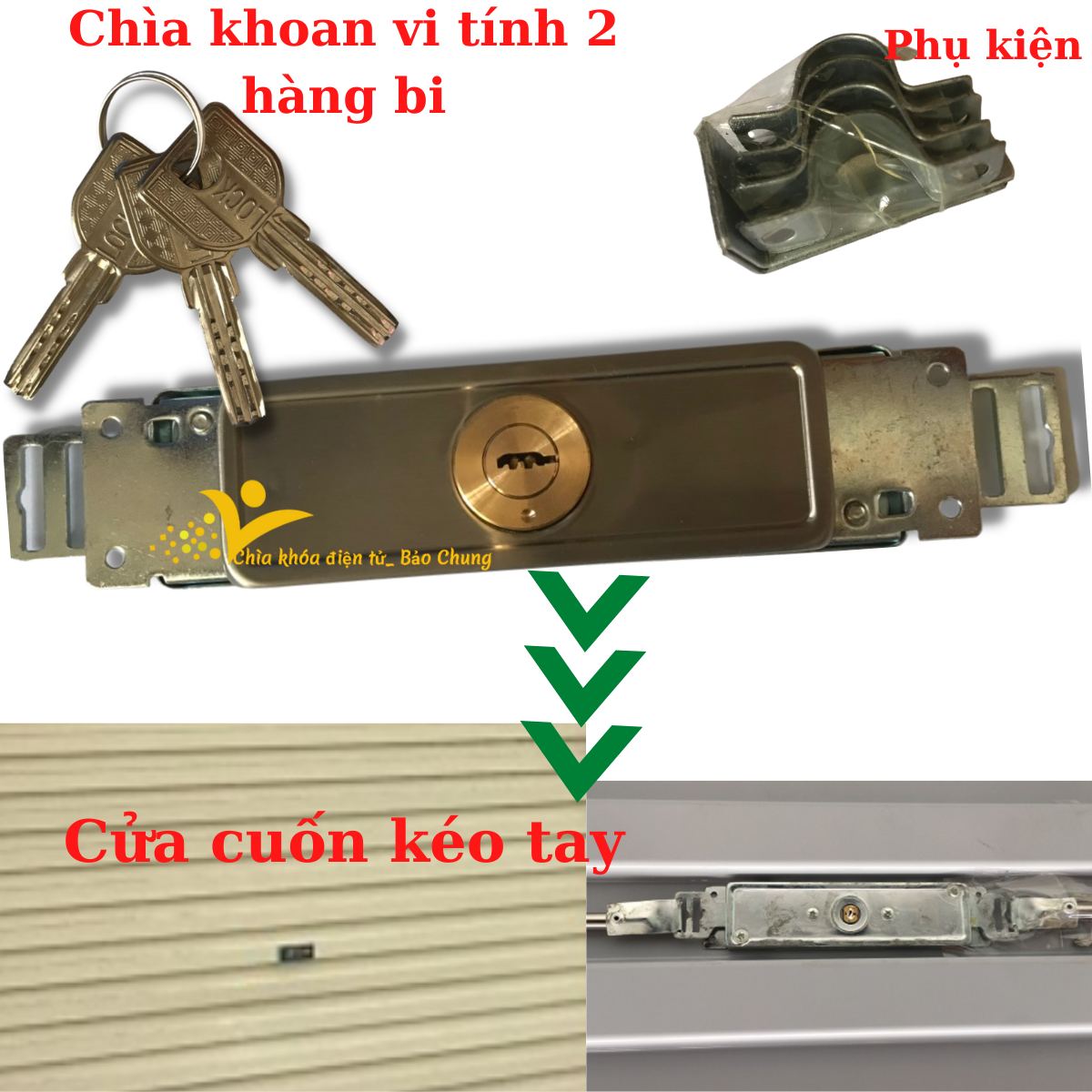 Ổ khóa cửa cuốn tấm liền chìa khoan vi tính 2 hàng bi chống trộm