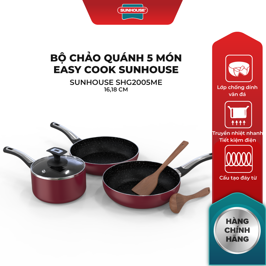 Bộ chảo quánh 5 món Easy Cook Sunhouse SHG2005ME