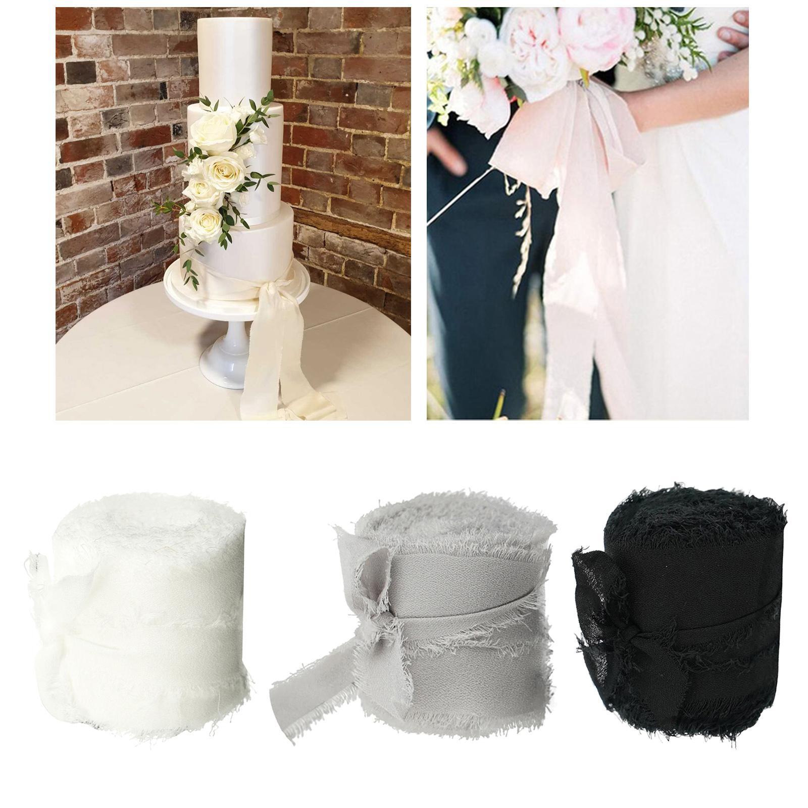 6 Rolls Fringe Chiffon Silk Ribbon Gifts Wrapping