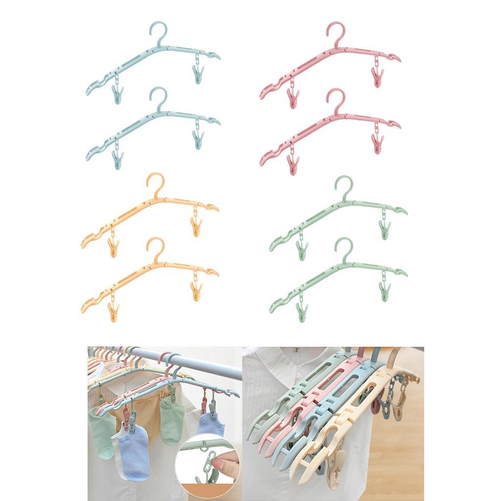 2 Pack Travel Hangers Folding Hangers with 4 Clips Portable Clothes Hangers, Non-Slip, Lightweight for Home and Travel