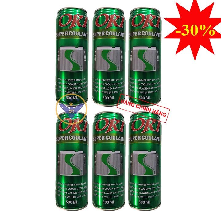 BỘ12 lon nước làm mát xe ô tô, xe máy, tàu thuyền màu xanh OKI Super Coolant 500ml