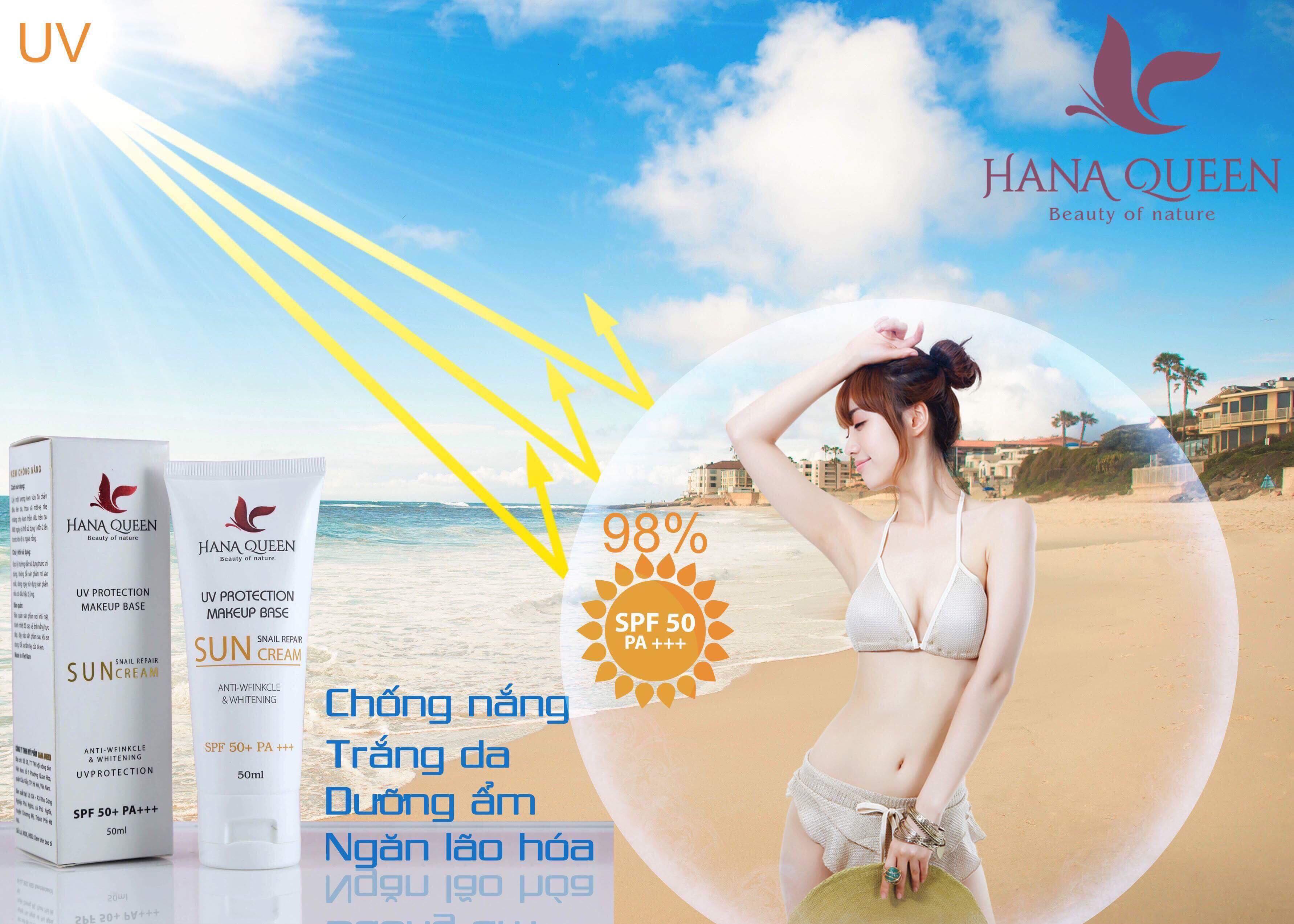 Kem Chống Nắng Bảo Vệ Da Hoàn Hảo SPF 50+++ Sun Cream Hanaqueen