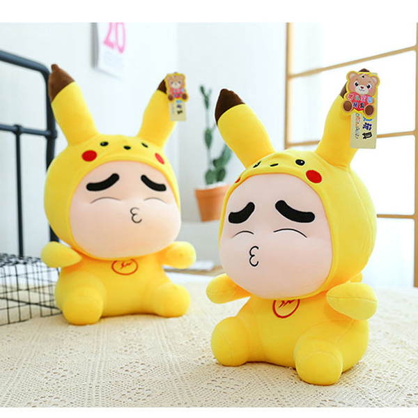 Gấu Bông Shin Cosplay Pikachu GB301 (Tặng 1 Móc Khóa Dây Da Pu Đính Đá Màu Ngẫu Nhiên)