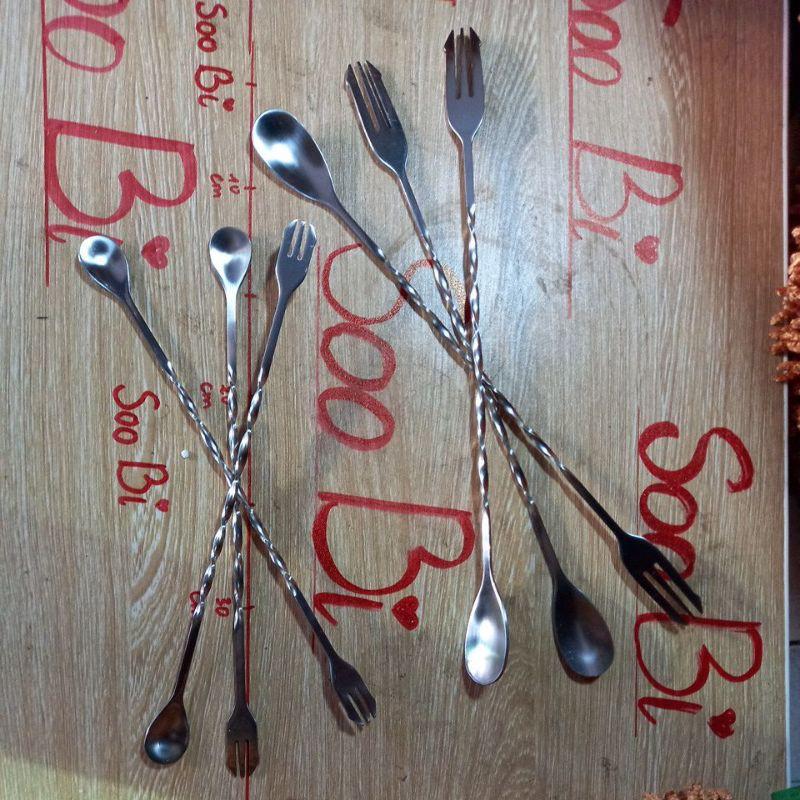 Thìa inox pha chế 2 đầu 32 cm, dụng cụ pha chế