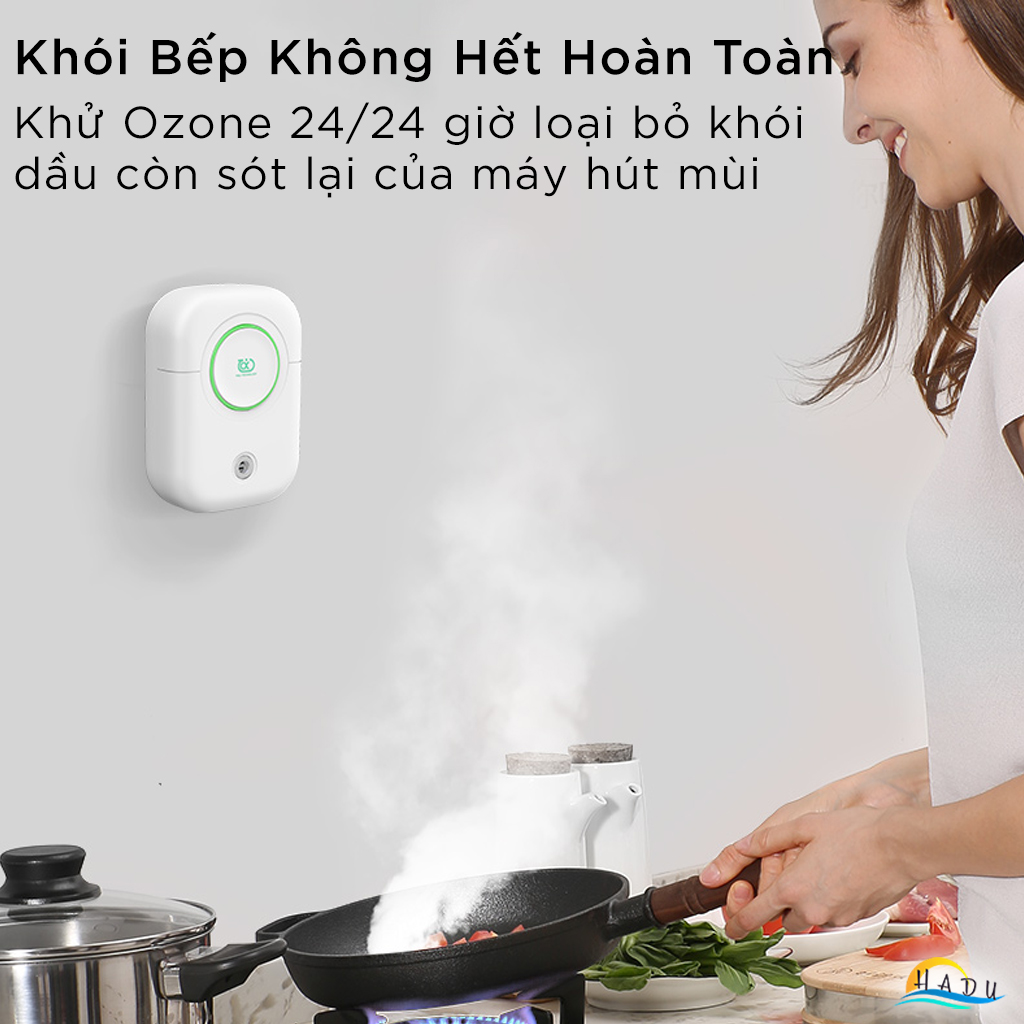 Máy Khử Mùi Nhà Vệ Sinh Phòng Khách Chó Mèo Diệt Khuẩn Ozone Lọc Không Khí Ion Âm Cao Cấp HADU