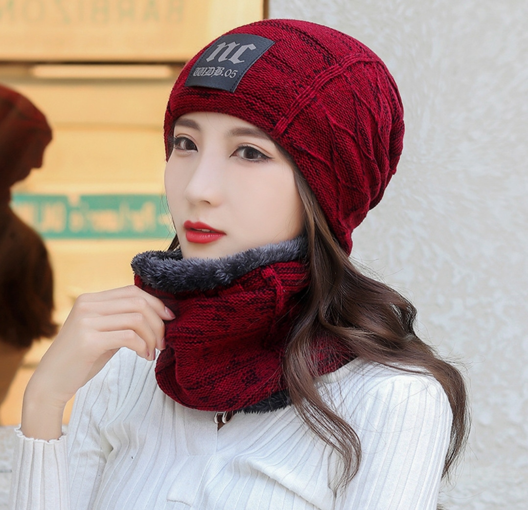 Khăn choàng len nữ thời trang Hàn Quốc quàng cổ giữ ấm chống rét lạnh tặng kèm nón mũ len y hình dona21102601