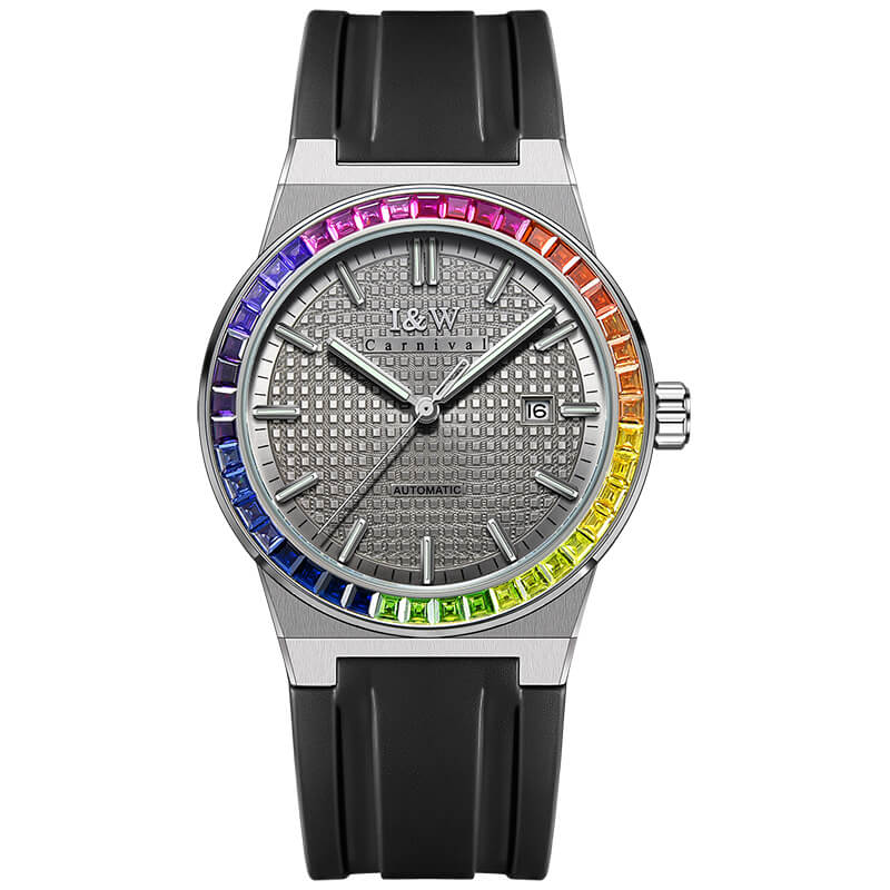 Đồng hồ nam chính hãng I&amp;W Carnival 716G-T4 hàng mới fullbox ,Kính sapphire chống xước,Chống nước 50m,Bảo hành dài hạn,Máy cơ ( Automatic),dây cao su chống nước tuyệt đối