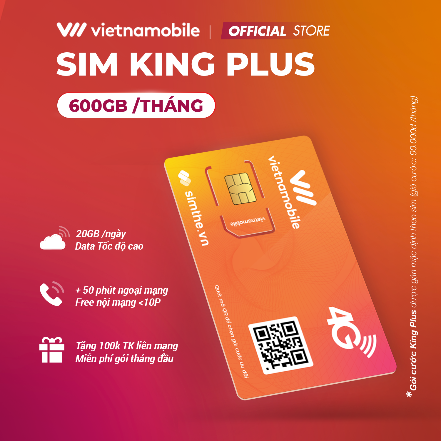 Hình ảnh [FREE 1 Tháng] Sim 4G Vietnamobile KING PLUS 20GB/Ngày - 600GB/Tháng. Miễn Phí 50 Phút Gọi Ngoại Mạng + Free Nội Mạng. Tặng 100K Tài Khoản Chính. Dùng Trên Toàn Quốc Chỉ Với 90K/Tháng - Hàng Chính Hãng