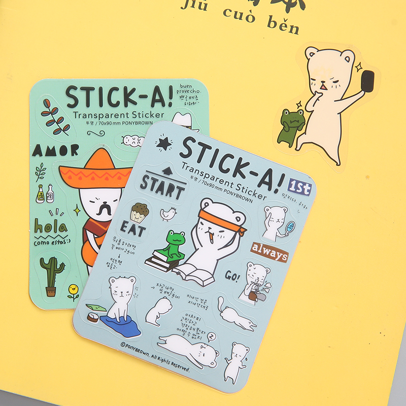 Bộ 7 tấm sticker trang trí gấu Stick-A