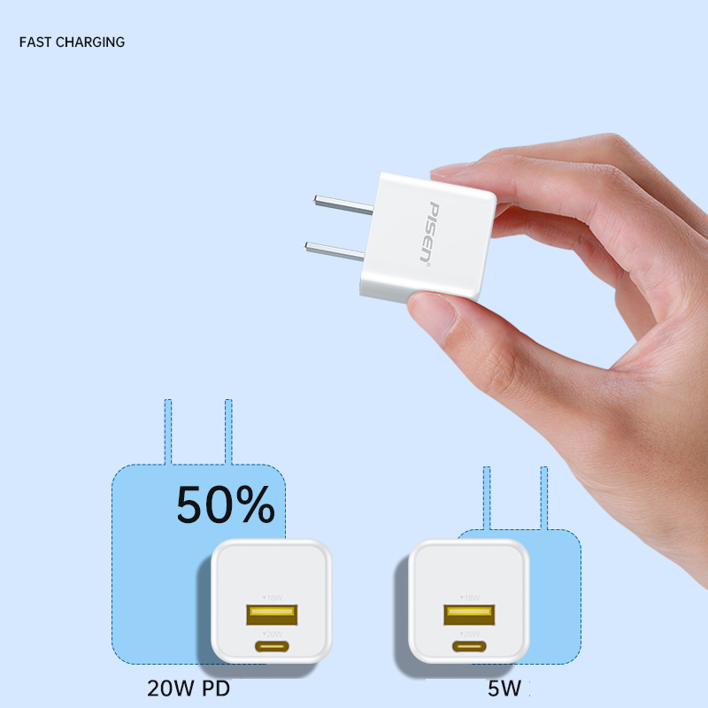 Cóc sạc nhanh Pisen Quick ice 20W siêu nhỏ 2 cổng sạc - PISEN QUICK ice Dual Port QP 20W , hàng chính hãng