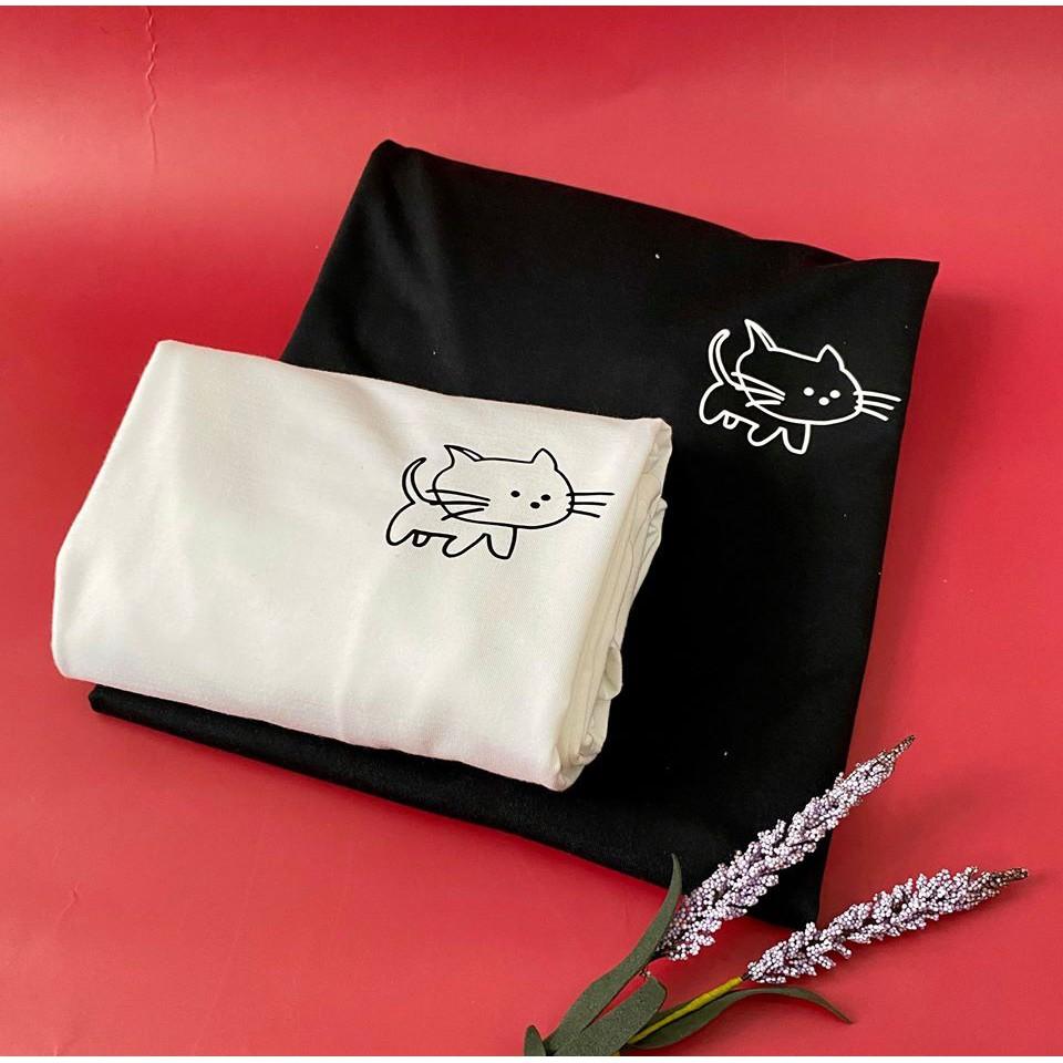 Áo Thun Nữ Tay Ngắn Hình Icon Mèo Nhiều Màu - Unisex - Cotton - Mã AT018