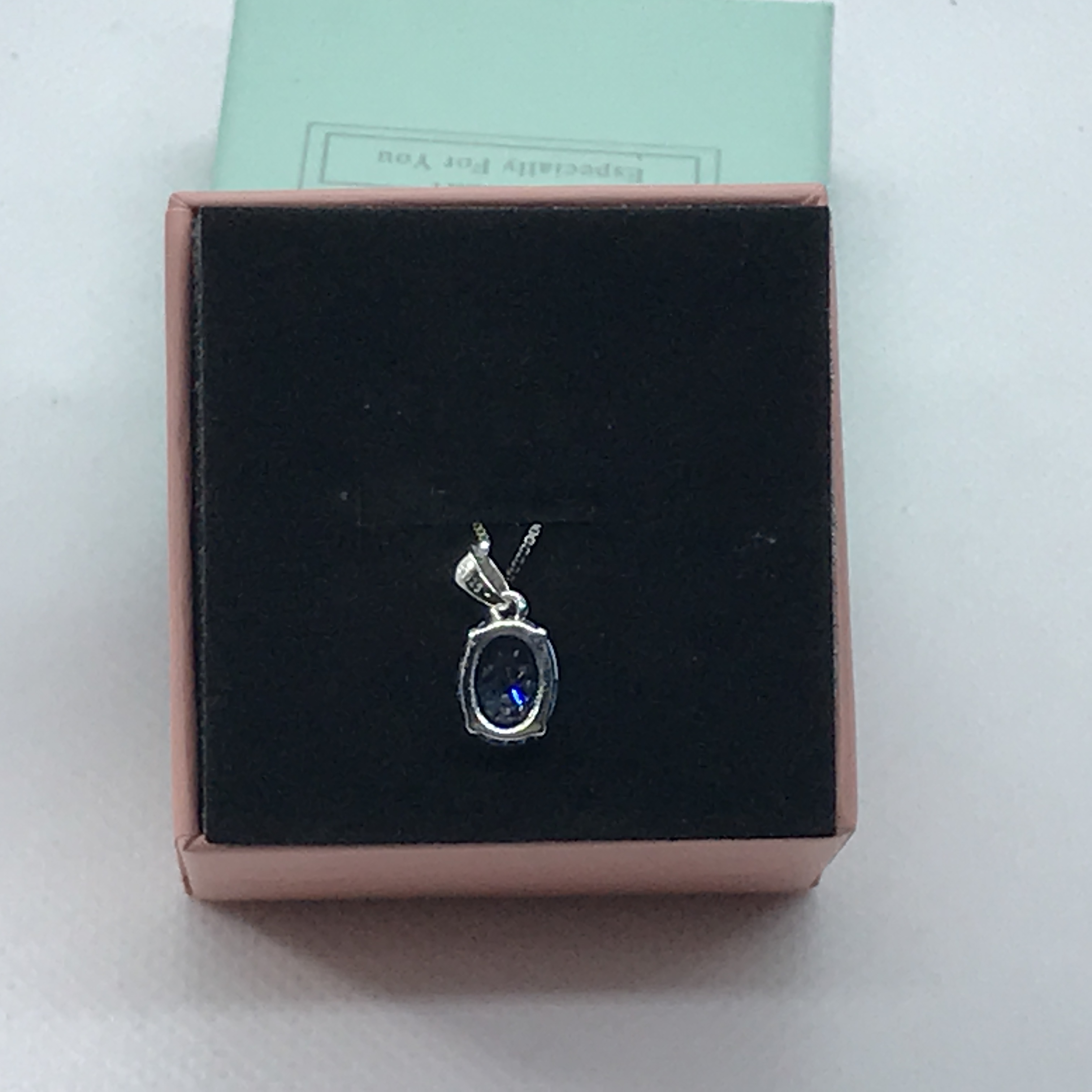 Dây chuyền bạc 925, Vòng cổ bạc 925 Mặt Đá Pha Lê Xanh Dây Chuyền Hình Bầu Dục