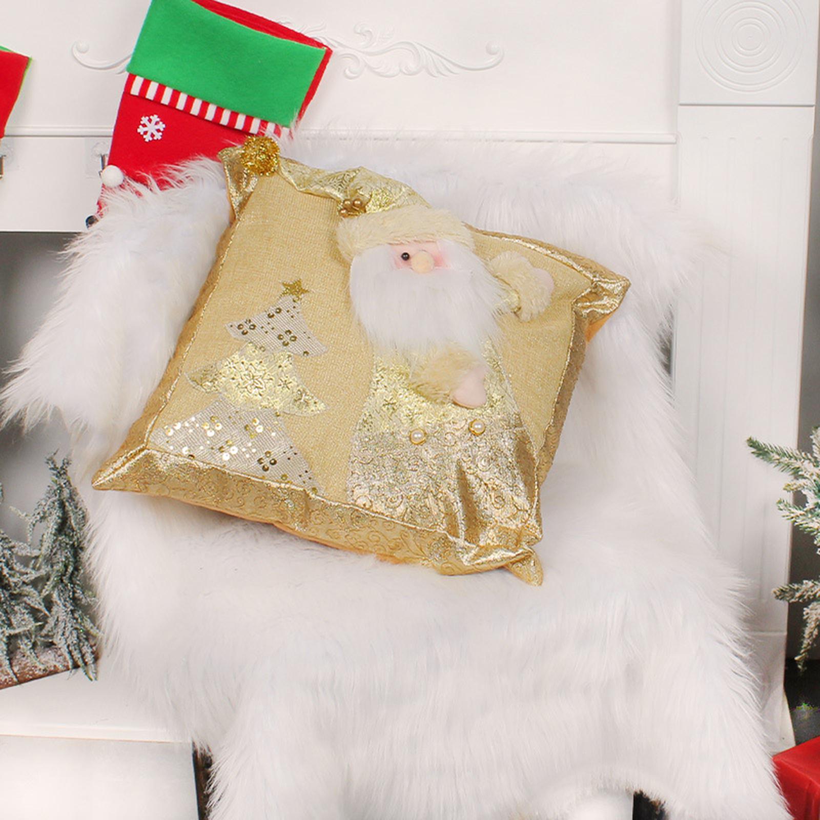 Square Christmas Snowman Throw Pillow Santa Claus for Decoration Sofa Couch