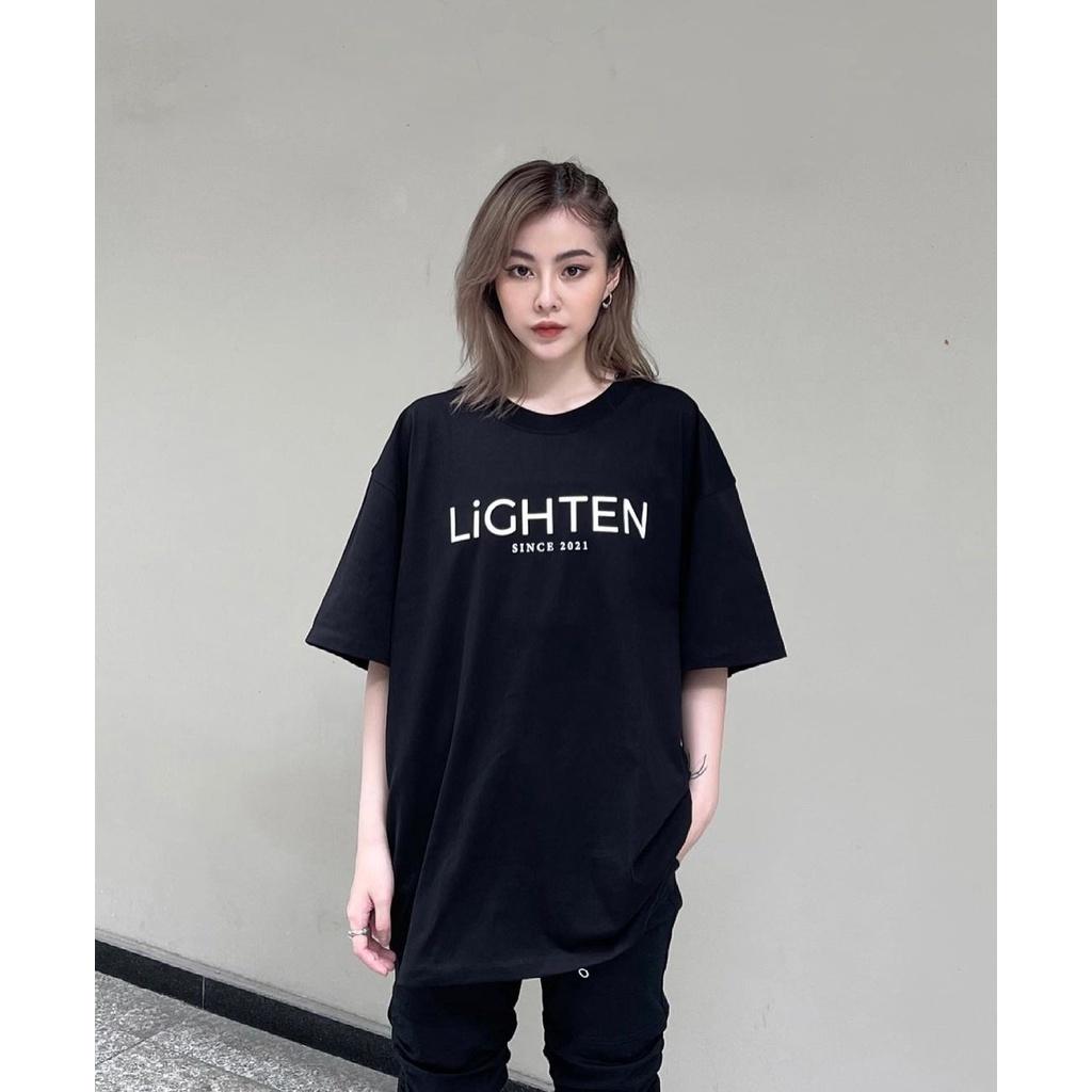 Áo thun nữ BLACKDOKI-LIGHTEN , áo phông unisex form rộng tay lỡ oversize cá tính chất cotton dày dặn