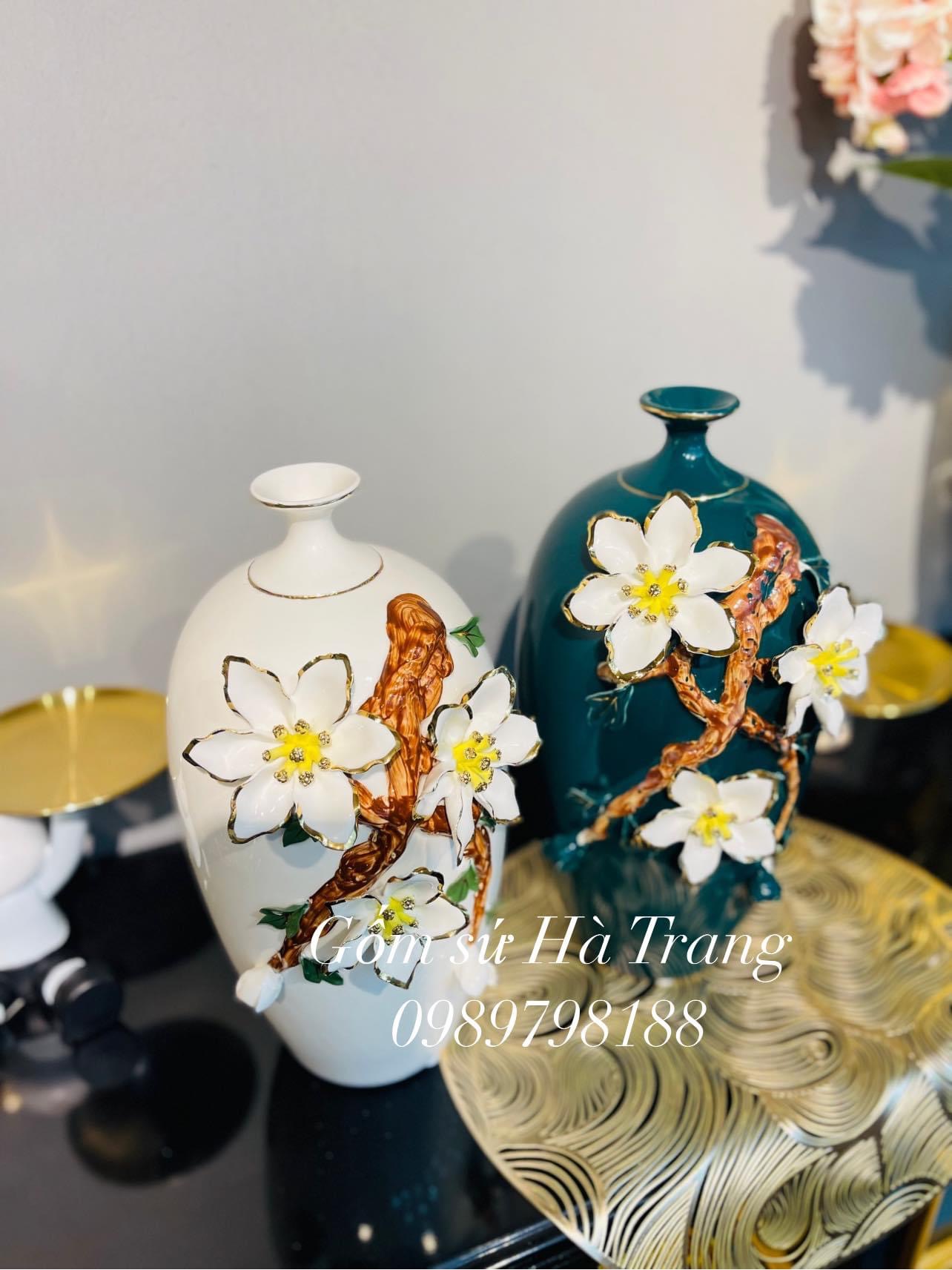 Lọ hoa gốm sứ cao cấp cao 33cm