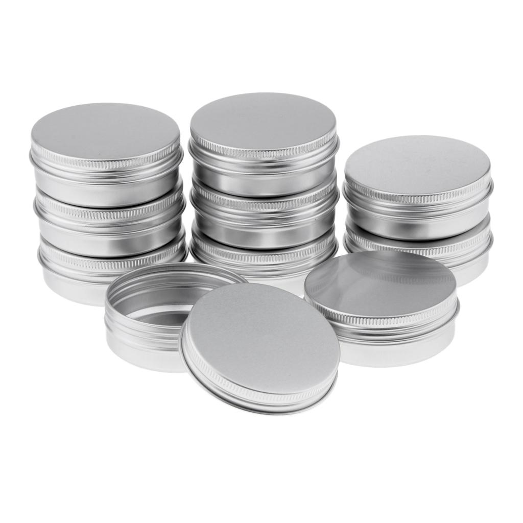 10 X 60ml Mỹ Phẩm Nhôm Tròn Kem Rỗng Lip Balm Hộp đựng Lọ Tin