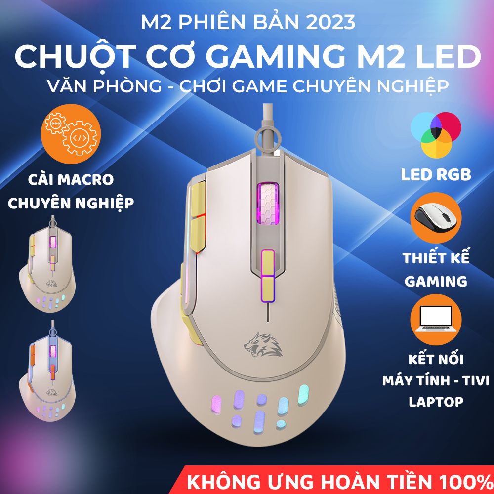 Chuột Cơ Máy Tính Gaming M2 Led RGB Thiết Kế Cực Ngầu Cài Macro Chuyên Nghiệp Chơi Game Mọi Chế Độ-Hàng Chính Hãng