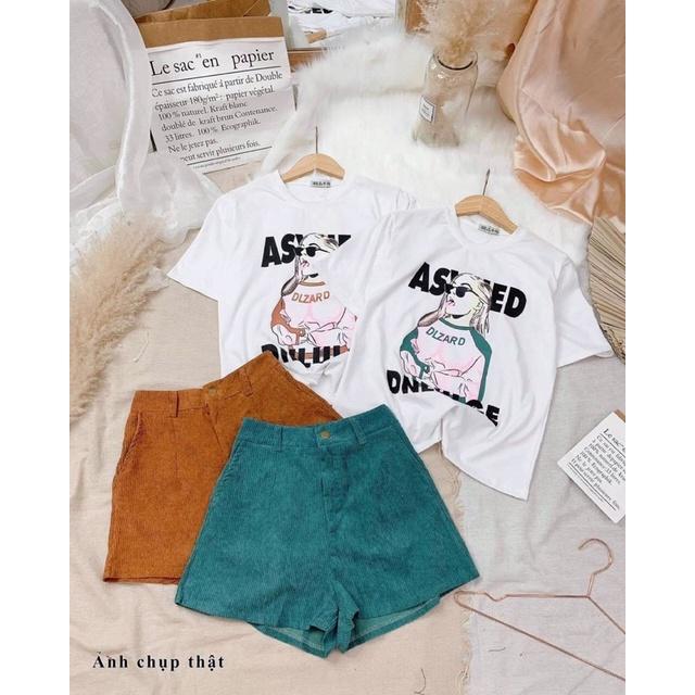 Bộ đùi nữ áo cô gái DLZARD mix quần sooc tăm siêu hot