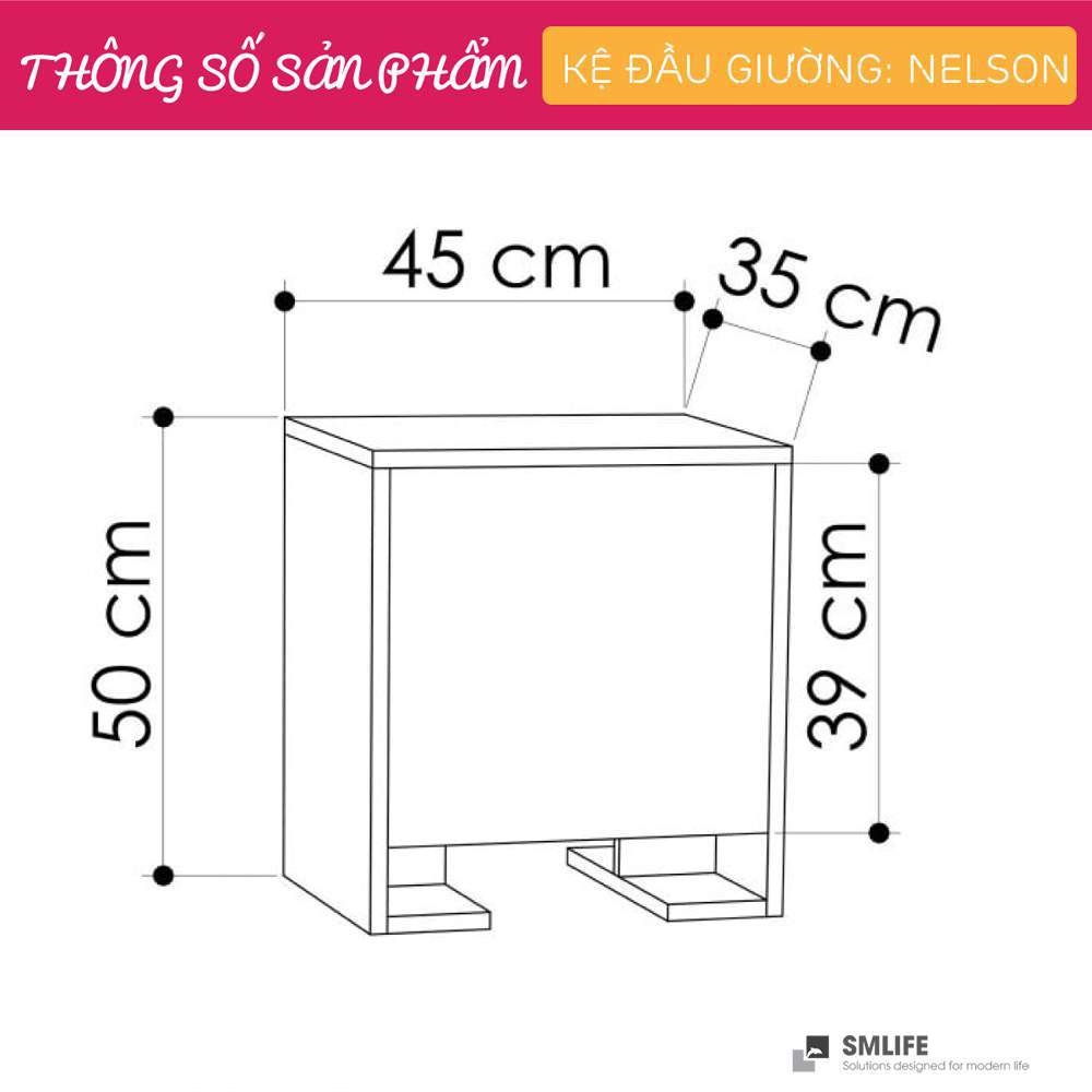 Tủ gỗ đầu giường hiện đại SMLIFE Nelson | Gỗ MDF dày 17mm chống ẩm | D45xR35xC50cm