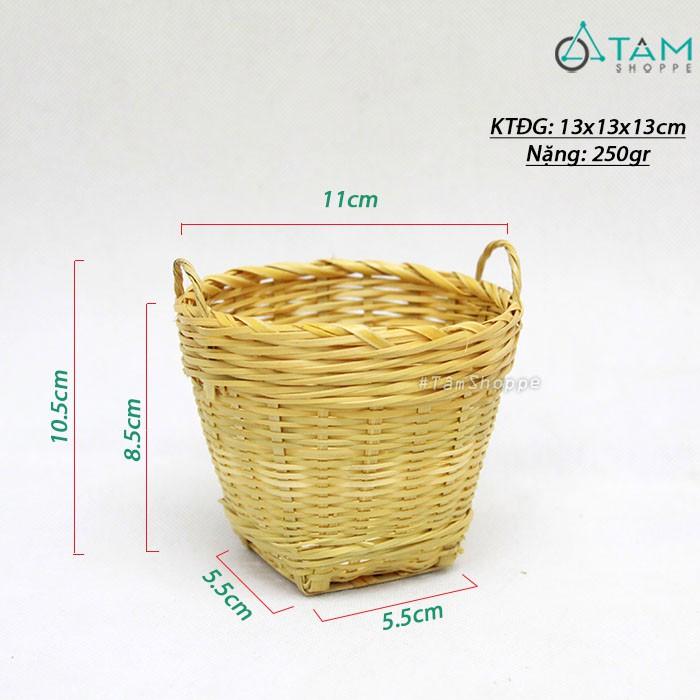 Giỏ tre mini cần xé hai quai cầm trang trí T-MTRN-05