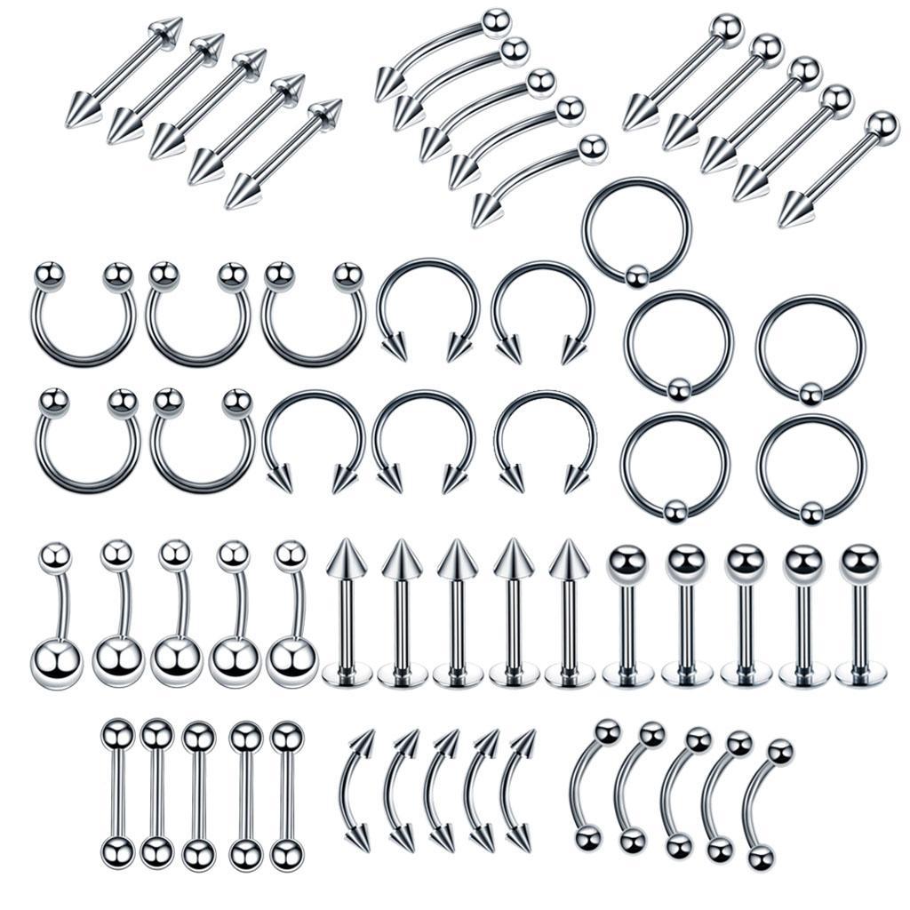110x Body Jewelry Piercing Ear Nose Navel Belly Button Hoops 1.2x8mm