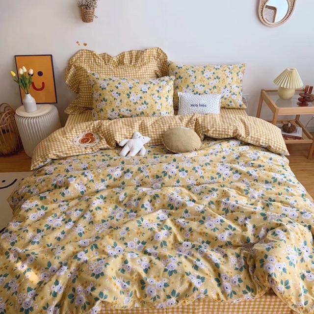 Set Cotton LiVing Hoa Nhí Vintage Hàng Nhập Khẩu Cao Cấp 4 Món