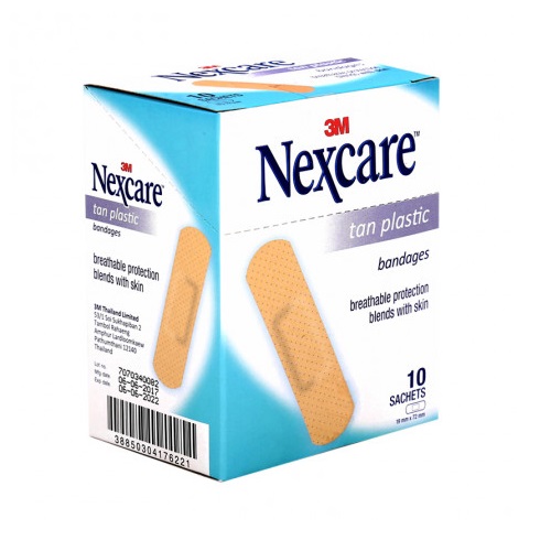 Hộp 10 gói Băng keo cá nhân 3M Nexcare TAN 10 miếng/gói