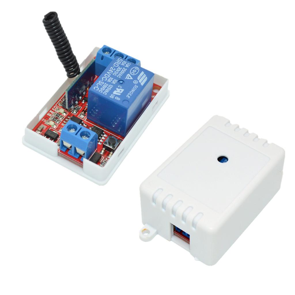 24V 1-Channel 433M 2-Button White Remote Control Switch + Receiver Module