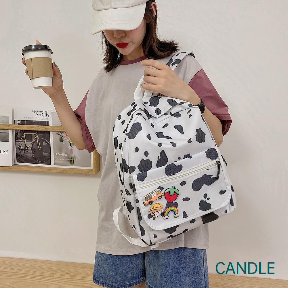 Ba Lô Học Sinh Vải Canvas In Họa Tiết Thời Trang