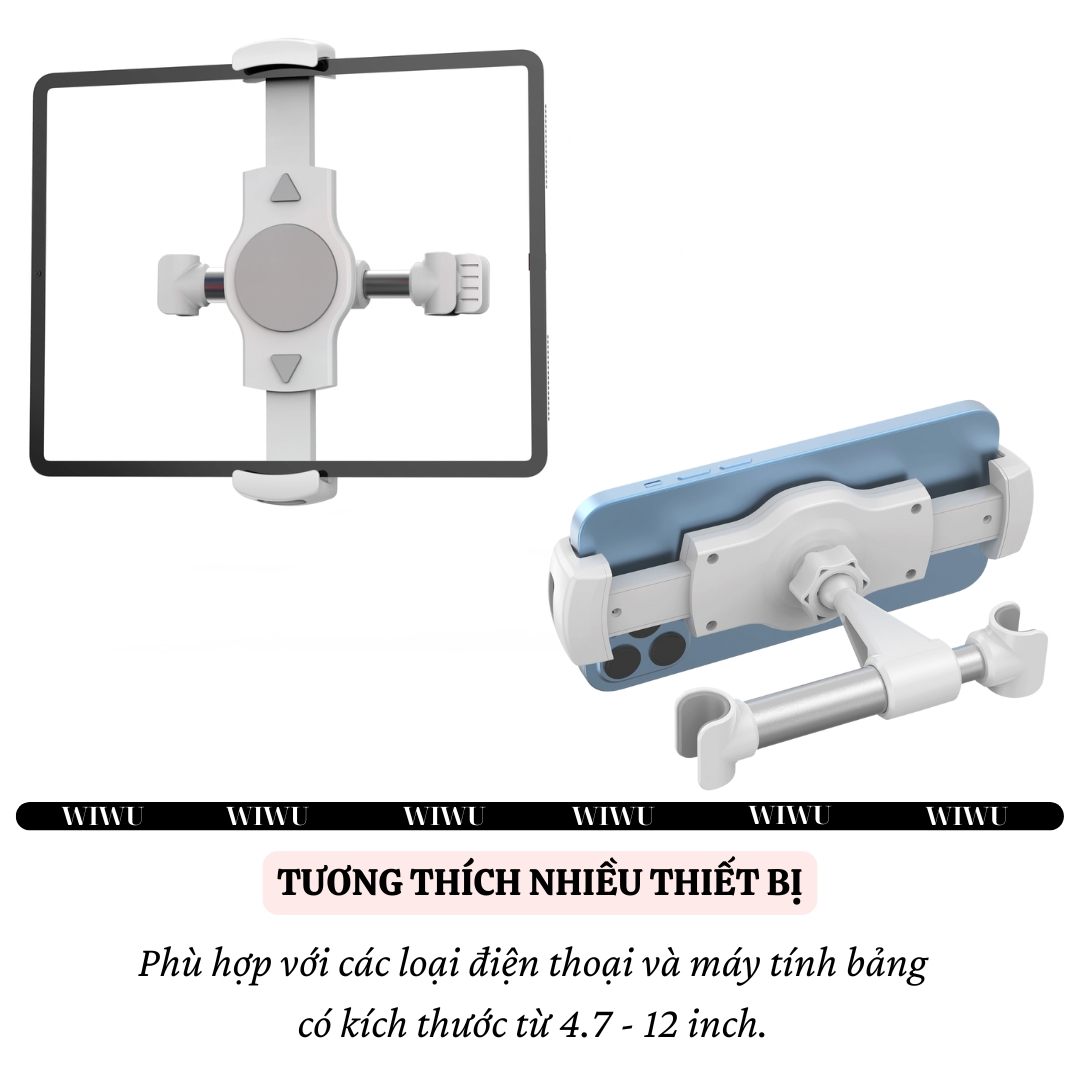 Giá Đỡ Điện Thoại /cho iPhone / cho iPad / máy tính bảng Gắn Tựa Đầu Ghế sau Ô Tô hiệu WIWU Lazy Bracket CH017 xoay 360 Thiết bị 4.7 - 13 inch - hàng nhập khẩu