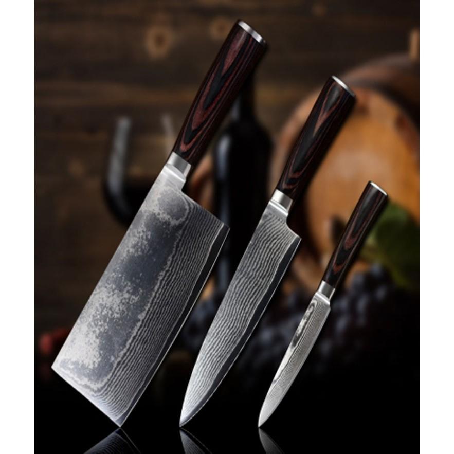DAO - BỘ 3 DAO BẾP NHẬT BẢN THÉP DAMASCUS MÃ FDT2 nt 234654467856