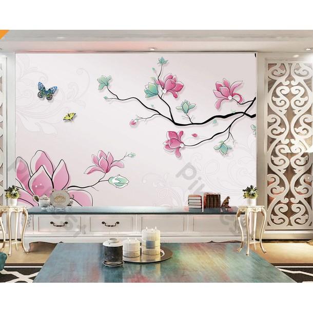 Hoa thủy tiên nổi bật, tranh dán tường 3d hiện đại MS686642