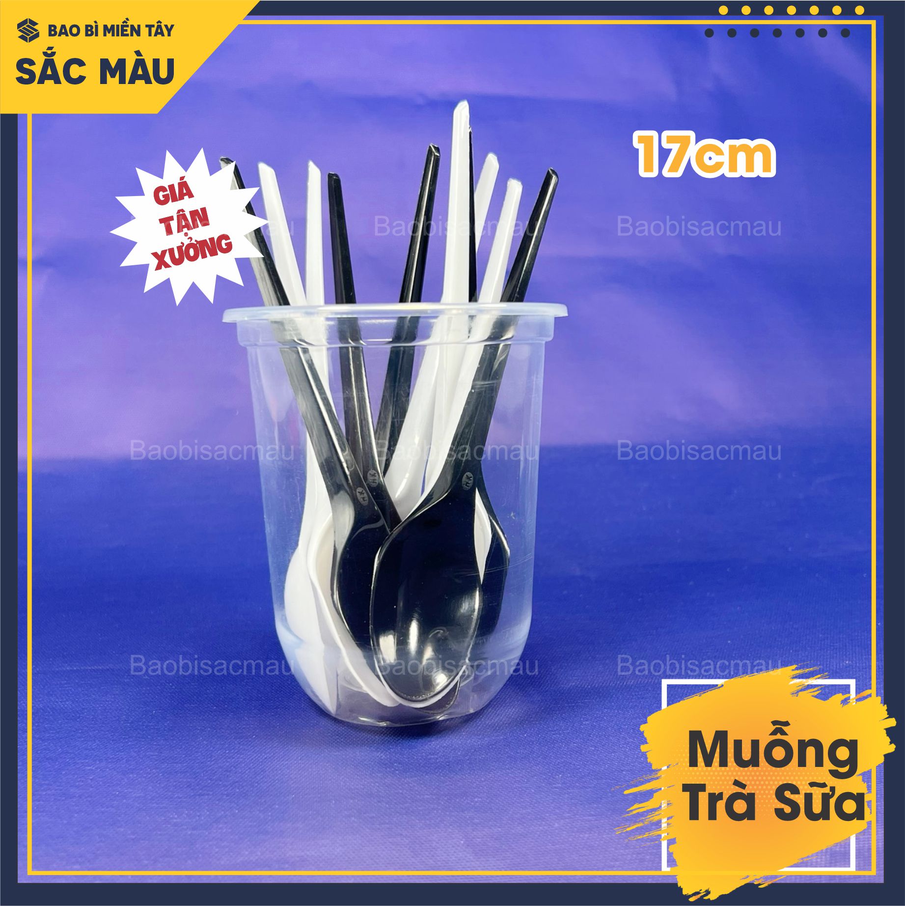 Sỉ 100 muỗng nhựa 17cm dành cho quán trà sữa, muỗng nhựa cà phê, muỗng nhựa sinh tố