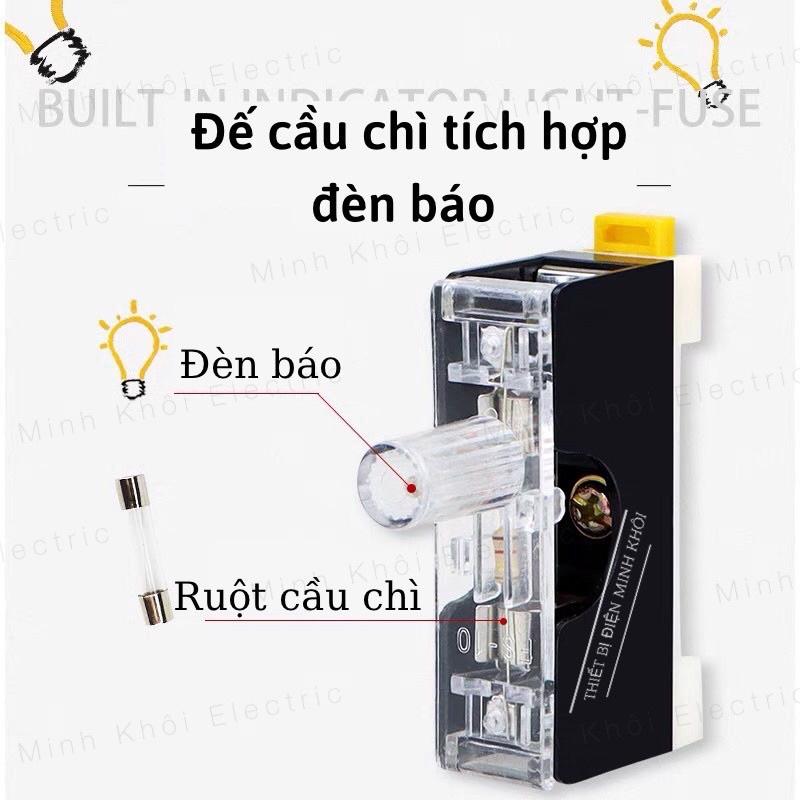 Đế Cầu Chì Kính FS-10, vỏ cầu chì kiếng thuỷ tinh
