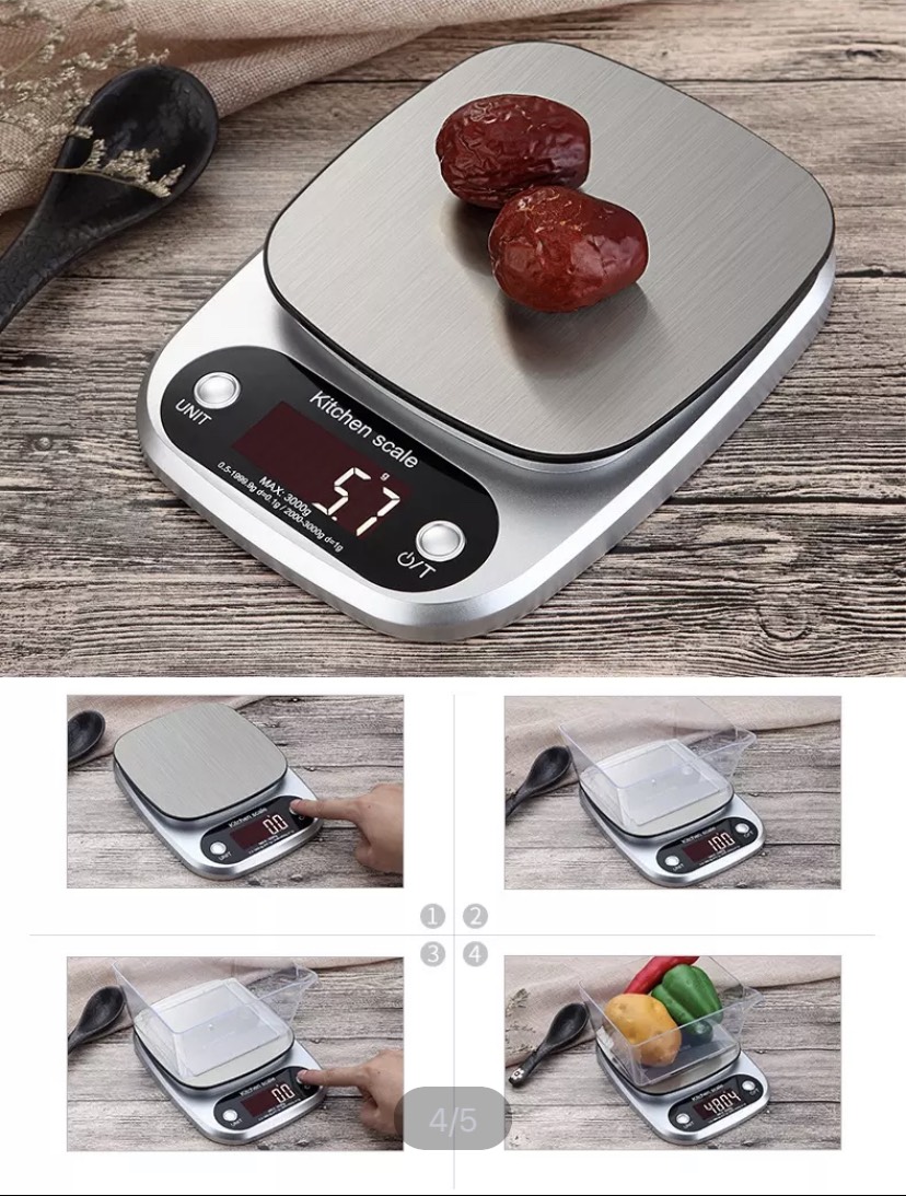 Cân tiểu ly điện tử Kitchen Scale 3kg/0.1g - 10kg/1g Chức năng định lượng thực phẩm siêu chuẩn