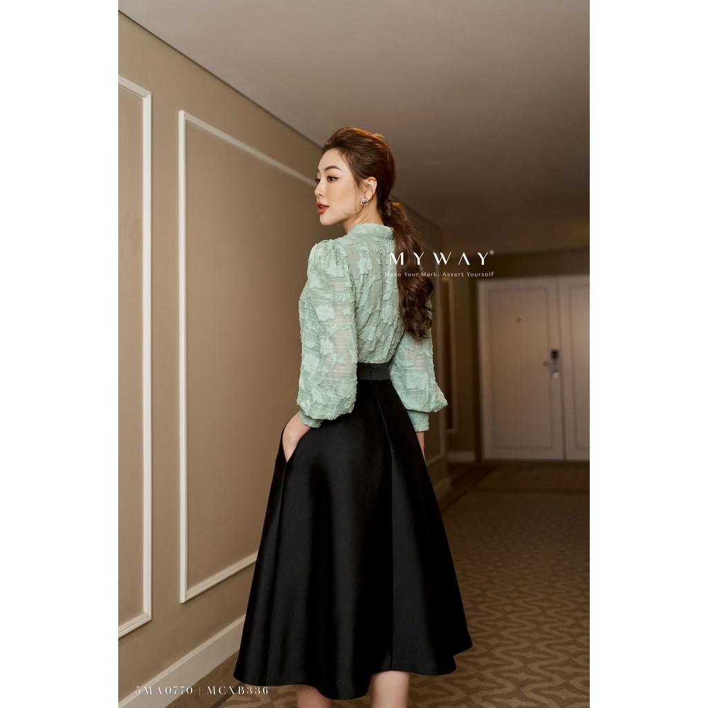 Áo Sơ Mi Nữ Dài Tay MY WAY Công Sở Họa Tiết Nổi Sang Trọng 5ma0770