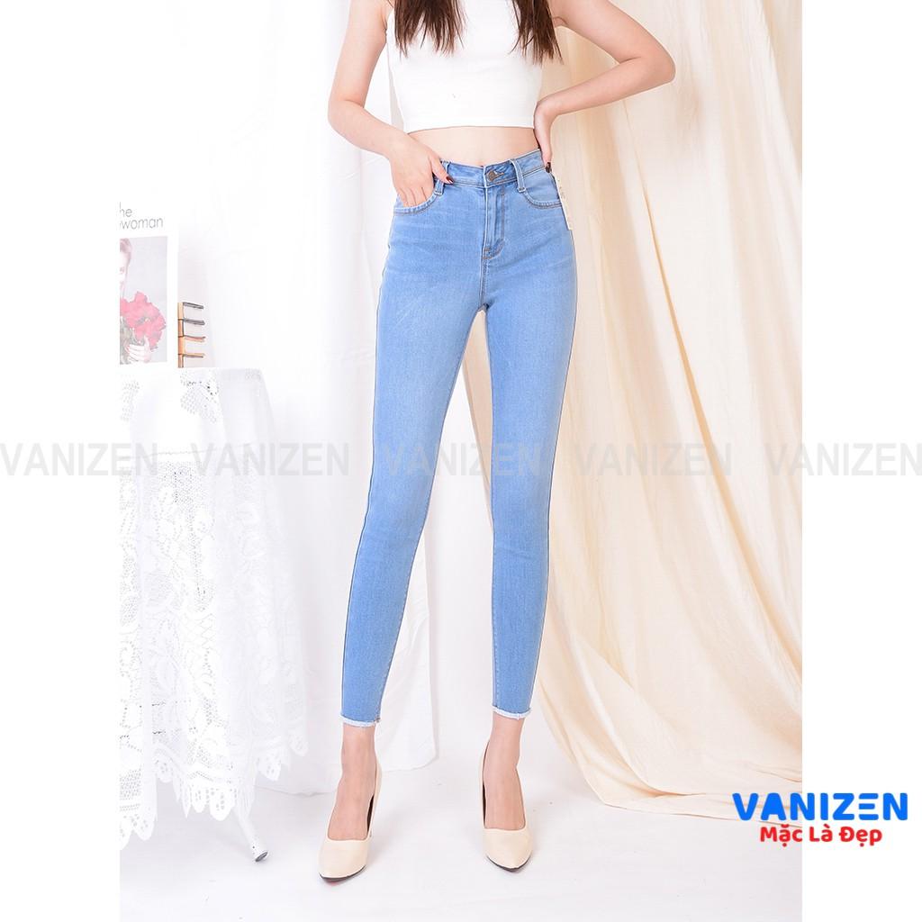Quần jean nữ lưng cao siêu co giãn VANIZEN SHOP️ Quần bò cạp cao basic skinny mã 465