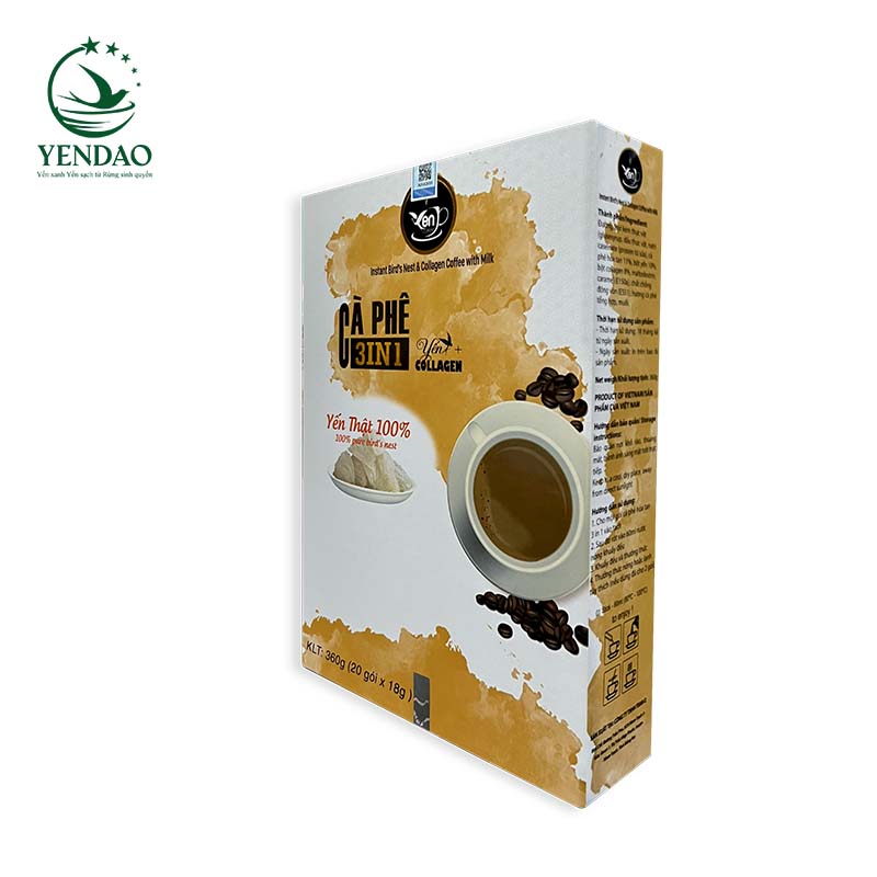 Cà phê Yến 3in1 Collagen Yến Đảo Thơm Ngon Giải Tỏa Căng Thẳng, Mệt Mỏi 20 Gói/ Hộp