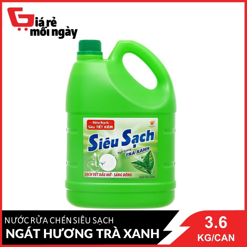 Nước Rửa Chén Siêu Sạch Ngát Hương Trà Xanh 3.6Kg/Can