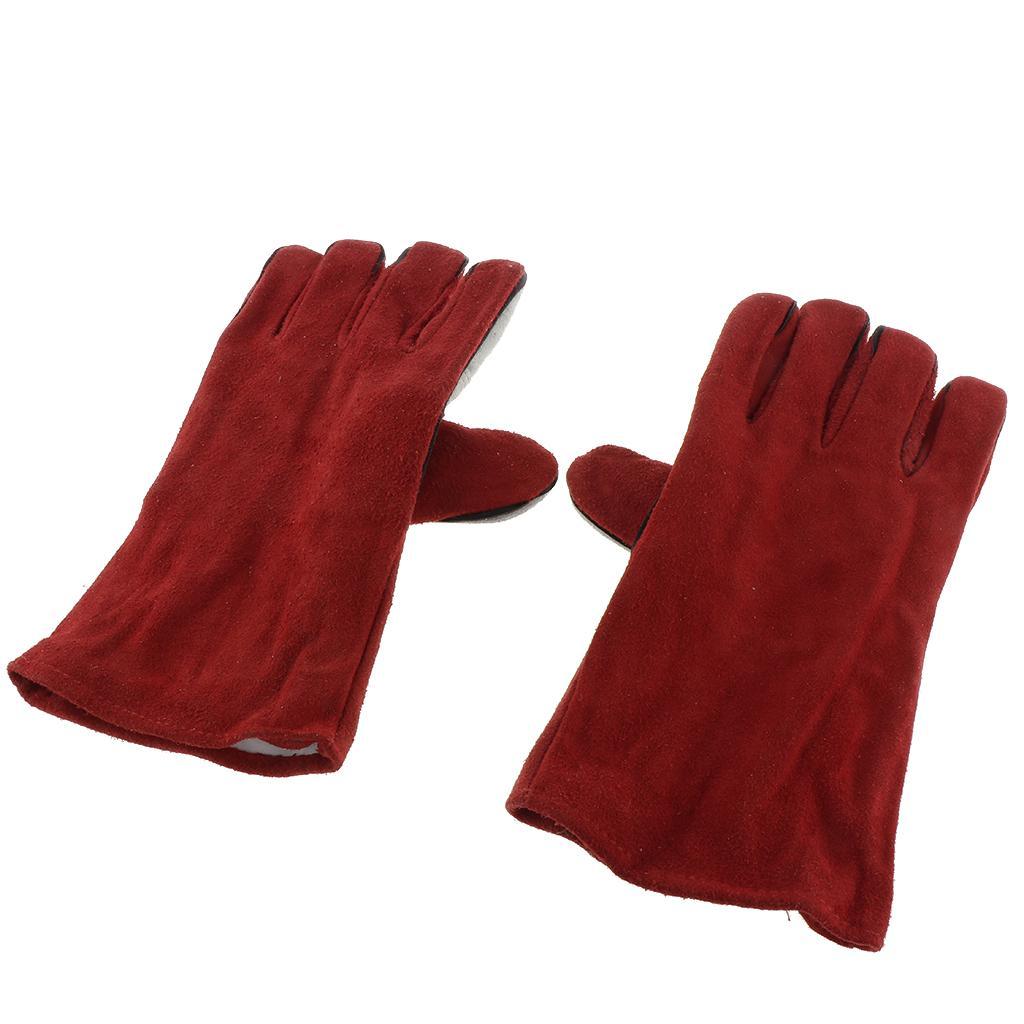 33cm Long Cowhide Welding Protective Gloves Hand Cover, provides good mix of durability, dexterity, abrasion resistance