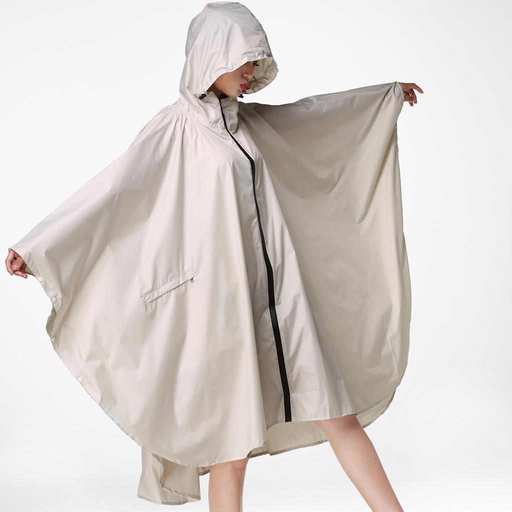 Women's Lightweight Waterproof Outdoor Raincoat Portable Poncho Beige