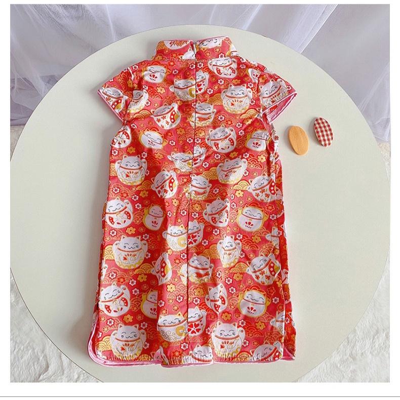Đầm sườn xám đẹp cho bé gái mặc tết size 10-22kg hàng Quảng Châu cao cấp