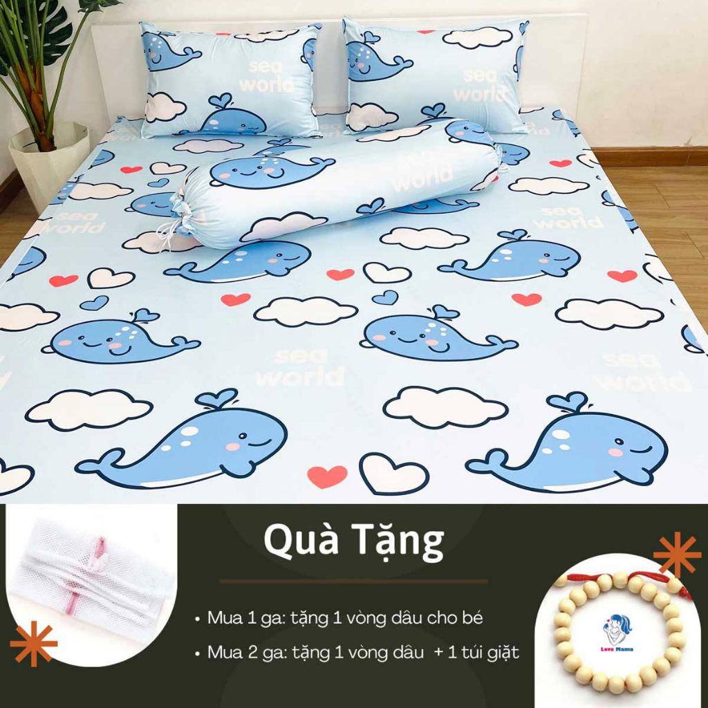 Ga chống thấm Cotton cao cấp cá voi xanh không nóng, không bí hơi, không sột soạt