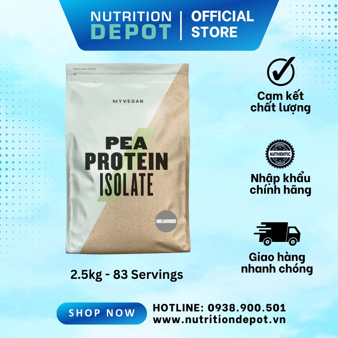 Sữa bổ sung đạm dành cho người ăn chay từ đậu hà lan Pea Protein Isolate Myprotein không mùi 2.5kg - NUTRITIONDEPOT